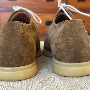 Loro PIANA Brown Suede Leather Perforated Derby Walk Shoes Size 8.5 US bg_4852940_100263_a main image 4